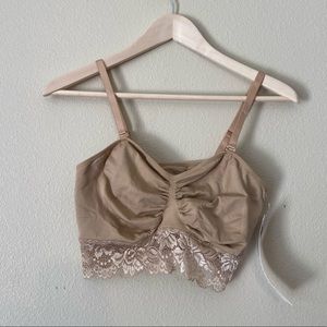 Rhonda Shear Seamless Lace Bra with Removable Straps Nude Large